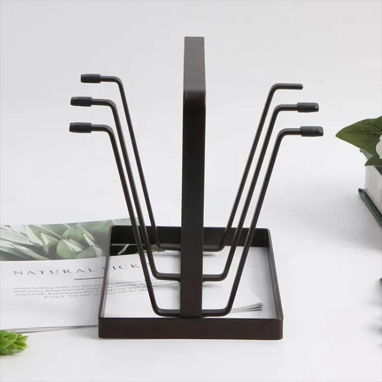 Dark Bronze 6-Hook Metal Kitchen Cup Holder