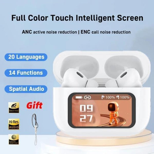 A9 Pro Display Airpods White Bluetooth 5.3 with ANC